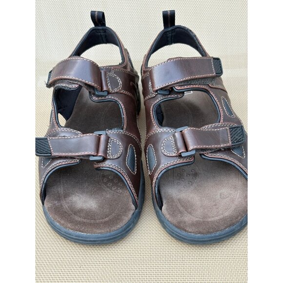 MENS FISHERMAN OPEN TOE HOOK&LOOP CASUAL-OUTDOOR SANDALS BROWN 10 COMFORT - Picture 2 of 11